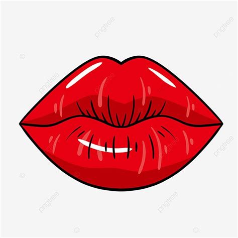 Labios Rojos Hacer Pucheros Boca Línea Clipart PNG dibujos Rojo