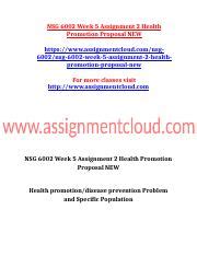 NSG 6002 Week 5 Assignment 2 Health Promotion Proposal NEW Docx NSG