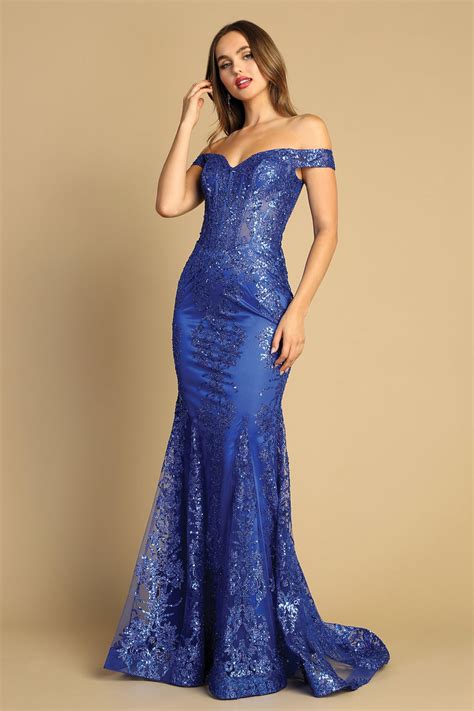 Royal Blue Fitted Corset Long Formal Prom Dress Aquarius Brand