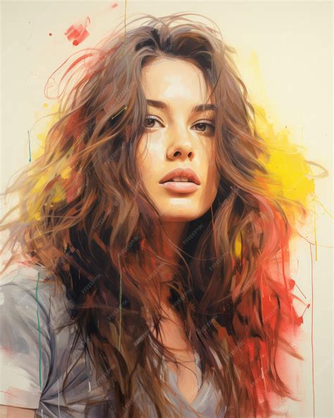 Premium Ai Image A Digital Painting Of A Woman With Long Hair