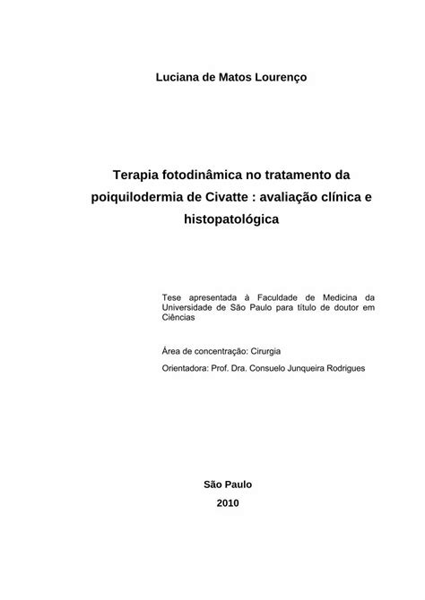 Pdf Terapia Fotodin Mica No Tratamento Da Poiquilodermia De