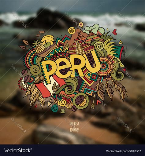 Peru Hand Lettering And Doodles Elements Vector Image