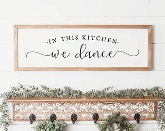 In This Kitchen We Dance Lightly Distressed Wood Sign Etsy