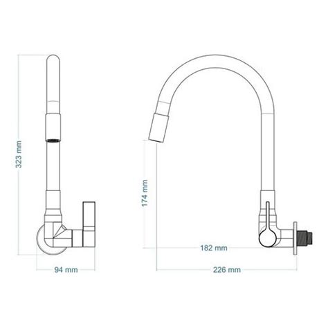 Torneira Color Luxo Parede Cano De Silicone Flexível C 66 Submarino