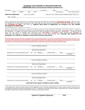 Fillable Online Asbrf Alabama License Renewal Notice And Cfe Form