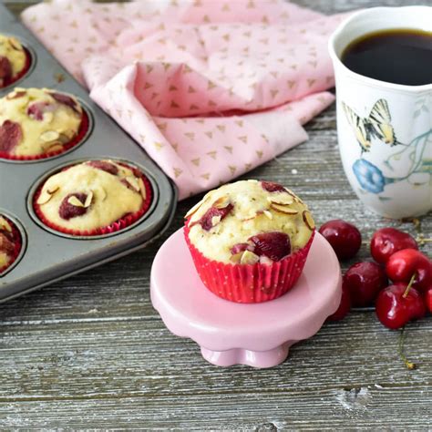 Sourdough Cherry Almond Muffins Zesty South Indian Kitchen