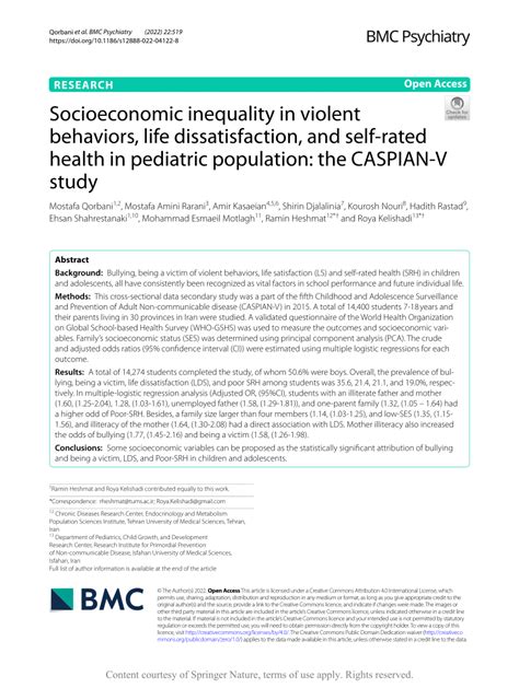 PDF Socioeconomic Inequality In Violent Behaviors Life