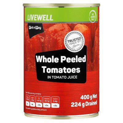 PnP Live Well Whole Peeled Tomatoes 400g Smart Price Specials PnP Home