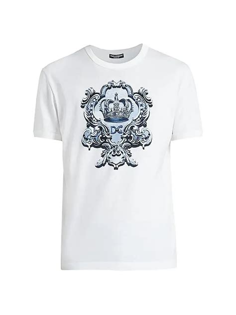 Dolce And Gabbana Crest Logo T Shirt White Blue Editorialist