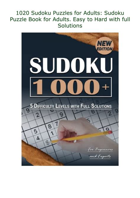 Pdf Download 1020 Sudoku Puzzles For Adults Sudoku Puzzle Book For