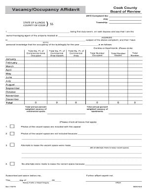 Occupancy Affidavit Cook County Fill Online Printable Fillable