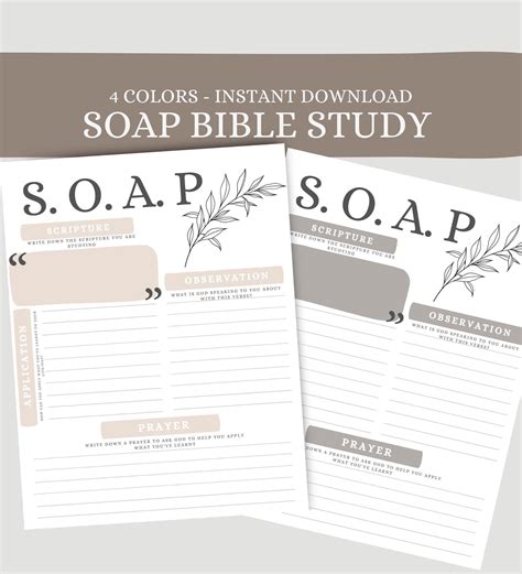 Printable SOAP Bible Study Template SOAP Study Method Bible Study
