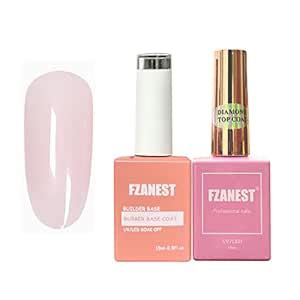 Amazon FZANEST Nude Builder Gel For Nails And Diamond Top Coat Set Natural Base Color