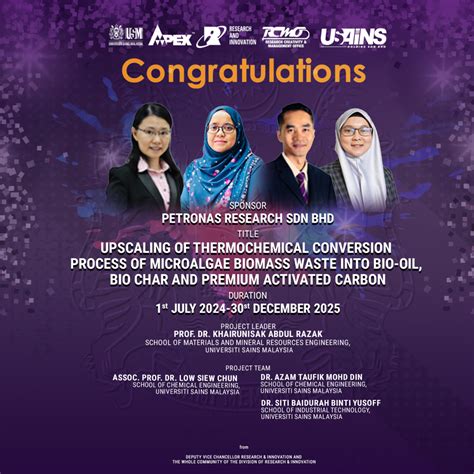 TAHNIAH KEPADA PENERIMA GERAN PETRONAS RESEARCH SDN BHD PROF DR