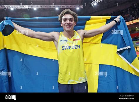 Mondo Duplantis Aka Armand Duplantis Swe Poses With Swedish Flag