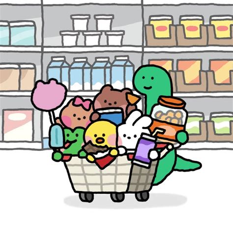 마트〰️ 다녀오셨어요 Get In Loser Were Going Shopping 🛒🦕🐸🐤🐰🐻🎀 Line Friends