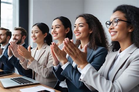 Applause Support And Motivation With A Business Team Clapping As An