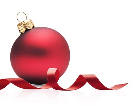 Premium Photo | Christmas ball with red ribbon