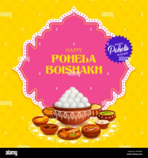 Illustration Of Greeting Background For Pohela Boishakh Bengali Happy