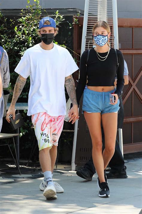 Hailey Bieber Flashes Her Toned Legs In Tiny Blue Shorts While Out To