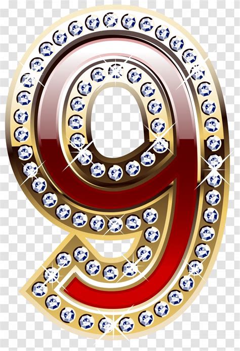 Number Numerical Digit Clip Art Pattern Gold And Red Nine Clipart