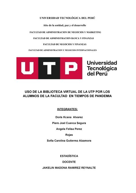 Trabajo Final Estadistica Universidad Tecnol Gica Del Per A O De La