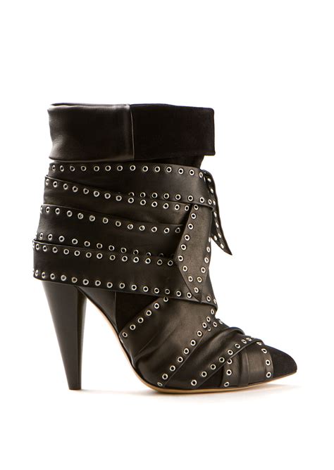 Isabel Marant Aleen Leather Ankle Boots In Black Lyst