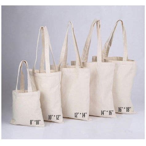 Four Canvas Bags Are Shown With Measurements For The Size And Width