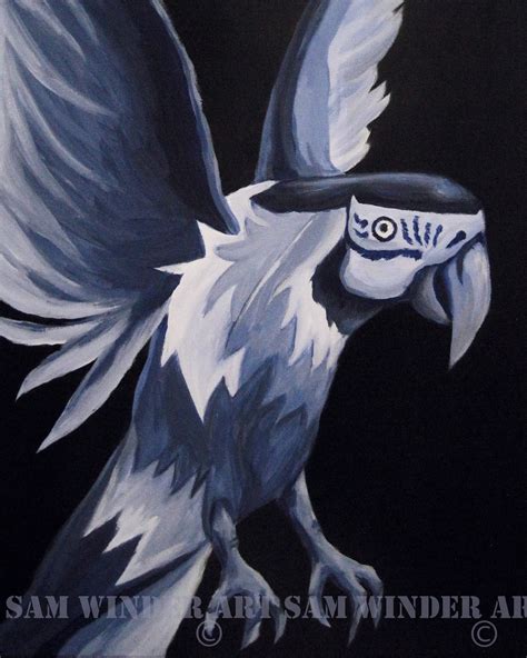 Sam Winder Blue Monochromatic Parrot