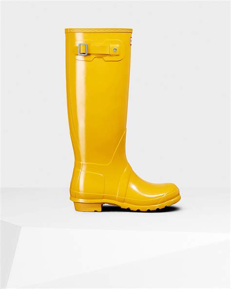 Lyst Hunter Womens Original Tall Gloss Wellington Boots In Yellow