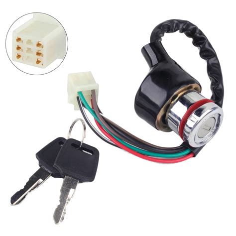 DWCX 6 Pin Car Motorcycle Ignition Switch 3 Position 6 Wire With 2 Keys for Scooter ATV Go Kart ...