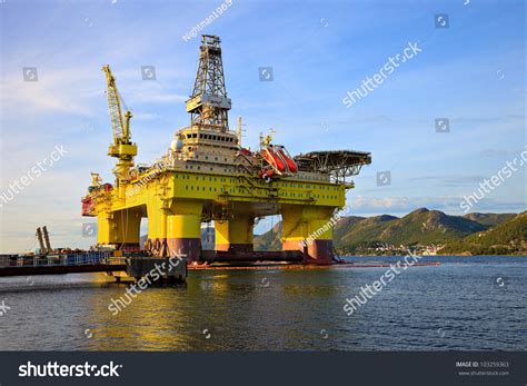 Oil Rig Near The Mountains In Norway. Stock Photo 103259363 : Shutterstock