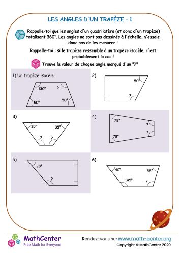 Les Angles D Un Trap Ze Fiches De Travail Math Center