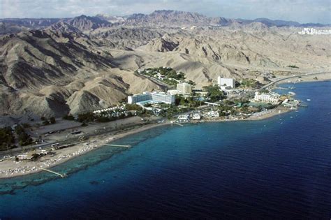 Eilat Aus Der Vogelperspektive K Ste Des Golf Von Akaba Beim Coral