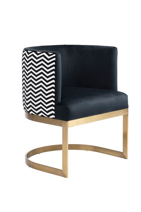 Zig Zag Dining Chair Brushed Brass Base