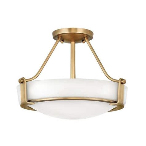 HINKLEY Hathaway 16 In 3 Light Heritage Brass Semi Flush Mount 3220HB