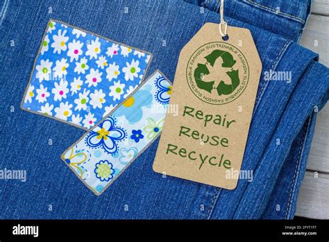 Sustainable Fashion Label On Repaired Jeans Sustainable Fashion