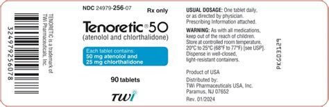 Dailymed Tenoretic Atenolol And Chlorthalidone Tablet