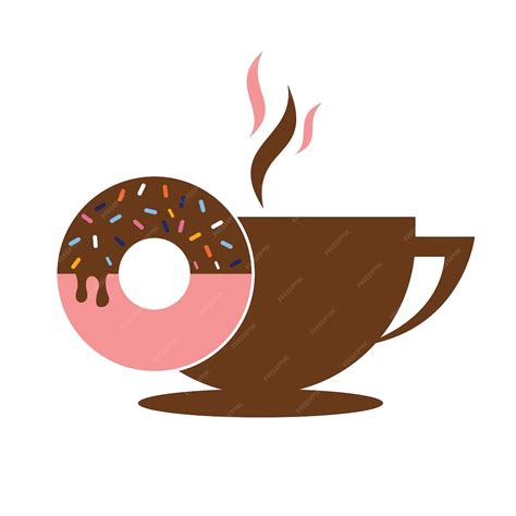 Donut Y Café Logo Vector Diseño Del Logotipo De La Tienda De Donuts