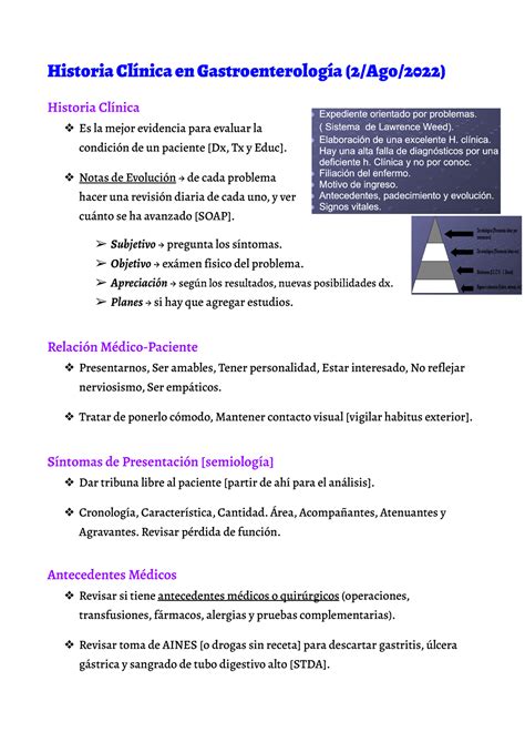 Gastroenterología P1 Historia Clínica En Gastroenterología 2ago