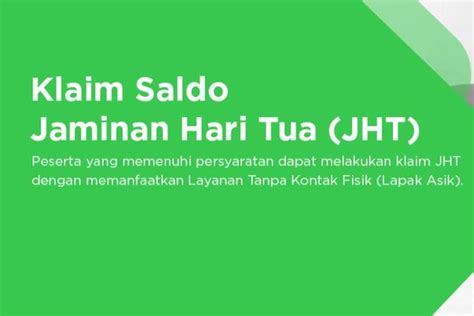 Cara Klaim JHT 10 Persen Via LAPAK ASIK Bisa Dari Rumah Ambil Secara