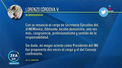 Lorenzo Córdova Defiende A Edmundo Jacobo Molina Tras Su Renuncia