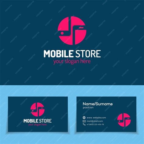 Premium Vector Mobile Store Logo Set With Silhouette Two Phone On Red