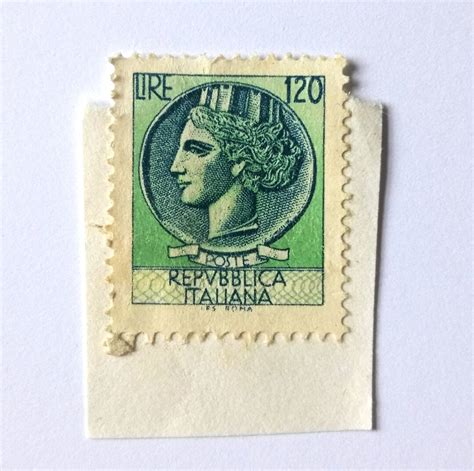 Vintage Italian 120 Lire Postage Poste Stamp Francobollo Syracusan