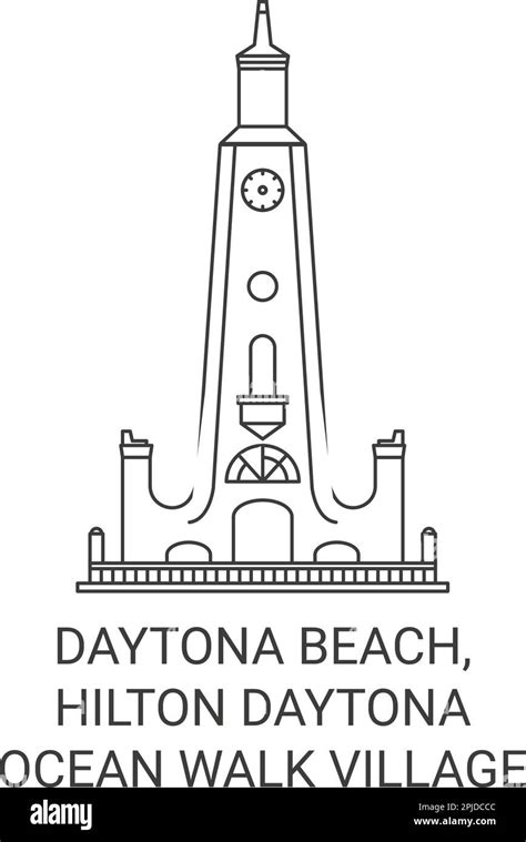 Usa, Daytona Beach, Hilton Daytona Beach Resort Ocean Walk Village travel landmark vector ...