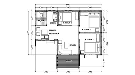 Denah Rumah X Kamar Tidur Tanpa Garasi Keranji Creative