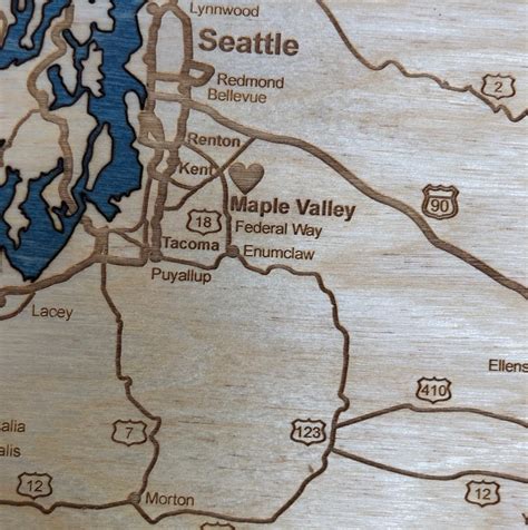 Washington State Map Wall Plaque 3d Layered Wood Hand Etsy