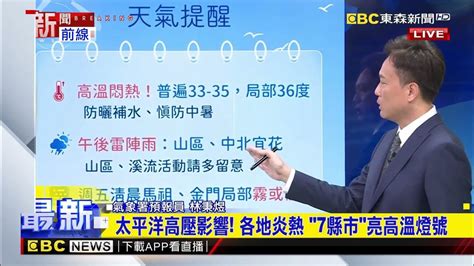 最新》今高溫上看36°c 午後「中部以北、東半部」防雷陣雨 Newsebc Youtube