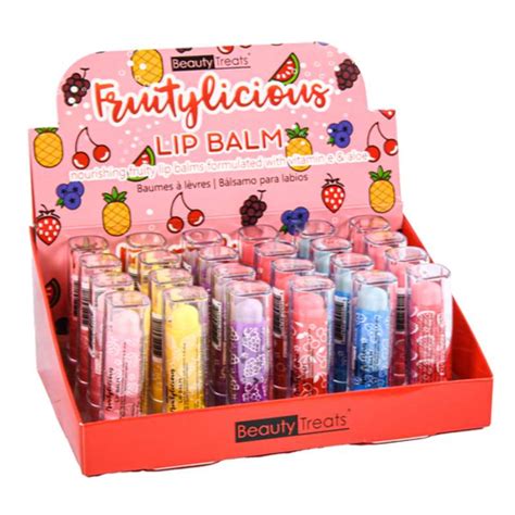 Beauty Treats Lip Balm Fruit Flavor 6 Assorted Color 24 Pack
