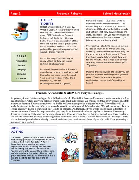 Elementary School Newsletter Free Download